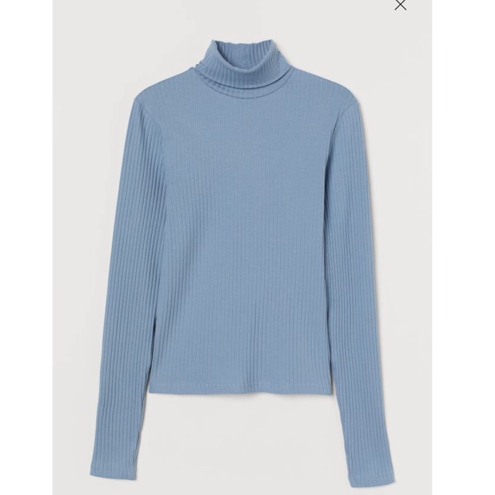 Divided Light Blue Ribbed Turtleneck Sweater